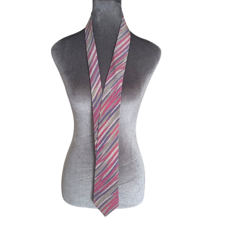 Missoni Cravatte Silk Tie Purple Pink Striped Mens Accessory